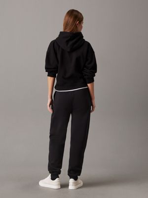 ck black fleece monogram joggers for women calvin klein jeans