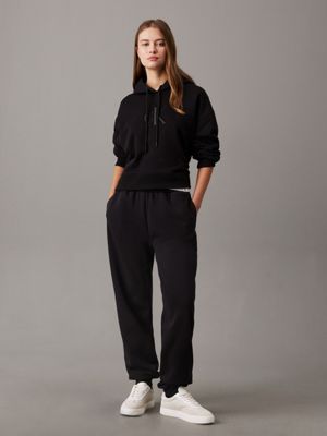 ck black fleece monogram joggers for women calvin klein jeans