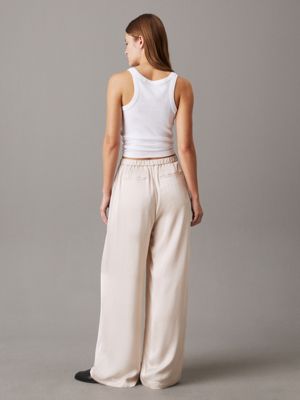 grey swobodne spodnie satynowe dla kobiety - calvin klein jeans