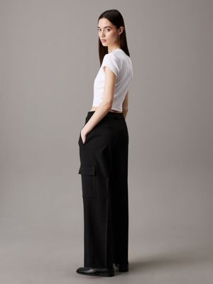 ck black relaxed tailored cargo trousers for women calvin klein jeans