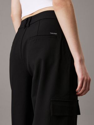 ck black relaxed tailored cargo trousers for women calvin klein jeans