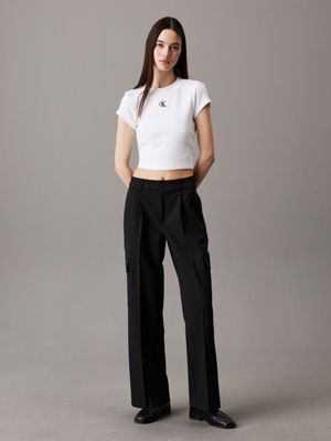 ck black relaxed tailored cargo trousers for women calvin klein jeans