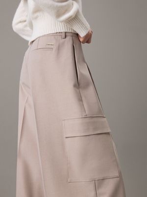 taupe grey heather relaxed tailored cargo trousers for women calvin klein jeans