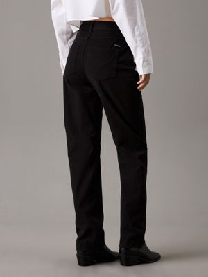 ck black high rise straight trousers for women calvin klein jeans