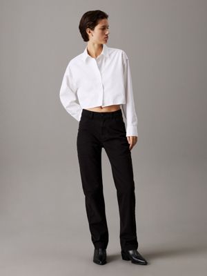 ck black high rise straight trousers for women calvin klein jeans