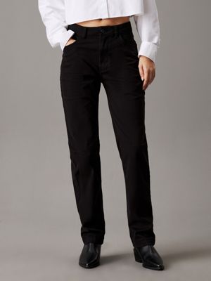 black high rise straight trousers for women calvin klein jeans