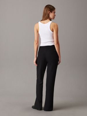 ck black slim crepe split hem trousers for women calvin klein jeans