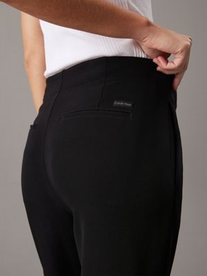 ck black slim crepe split hem trousers for women calvin klein jeans