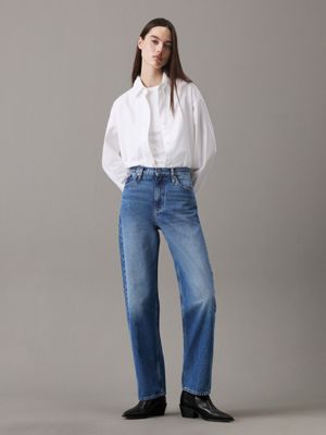 bright white relaxed oxford cotton shirt for women calvin klein jeans