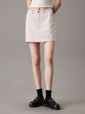 cream cotton a-line mini skirt for women calvin klein jeans