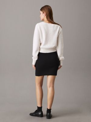 ck black slim ribbed cotton mini skirt for women calvin klein jeans