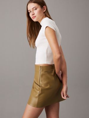 minigonna in ecopelle gothic olive da donne calvin klein jeans