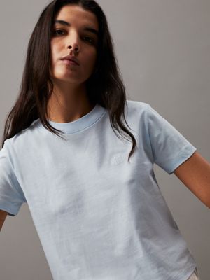 keepsake blue slim monogram t-shirt for women calvin klein jeans