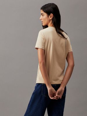 warm sand monogram t-shirt for women calvin klein jeans