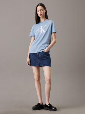 faded denim monogram t-shirt for women calvin klein jeans