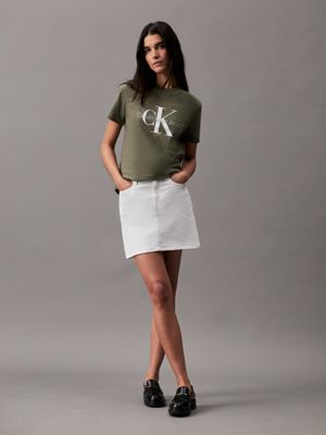 dusty olive monogram t-shirt for women calvin klein jeans