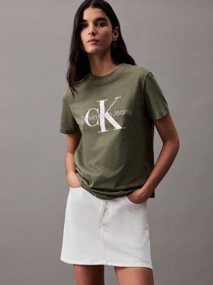 green monogram t-shirt for women calvin klein jeans