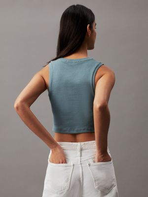 goblin blue slim cropped ribbed tank top for women calvin klein jeans