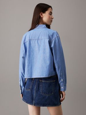denim relaxed chambray denim shirt for women calvin klein jeans