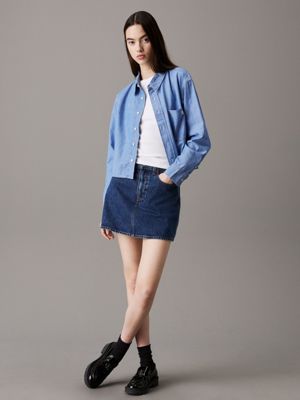 denim light relaxed chambray denim shirt for women calvin klein jeans