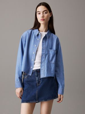 denim relaxed chambray denim shirt for women calvin klein jeans