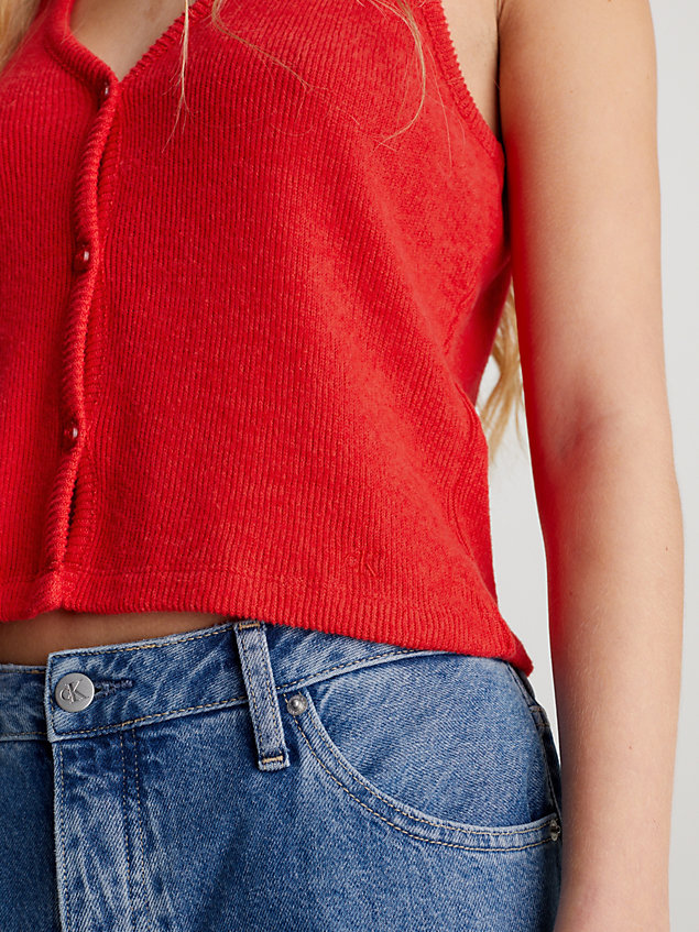 red soft knit cropped vest top for women calvin klein jeans