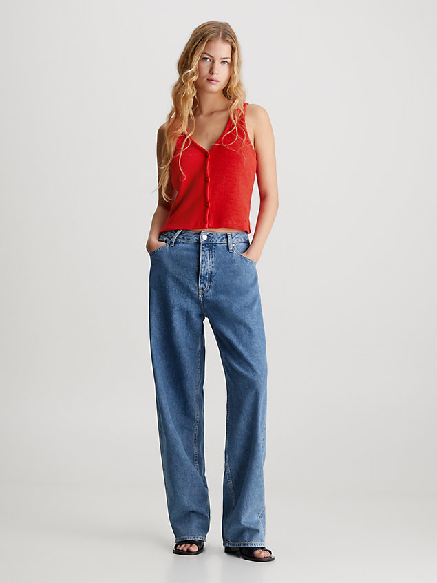 red zachte gebreide cropped vest top voor dames - calvin klein jeans