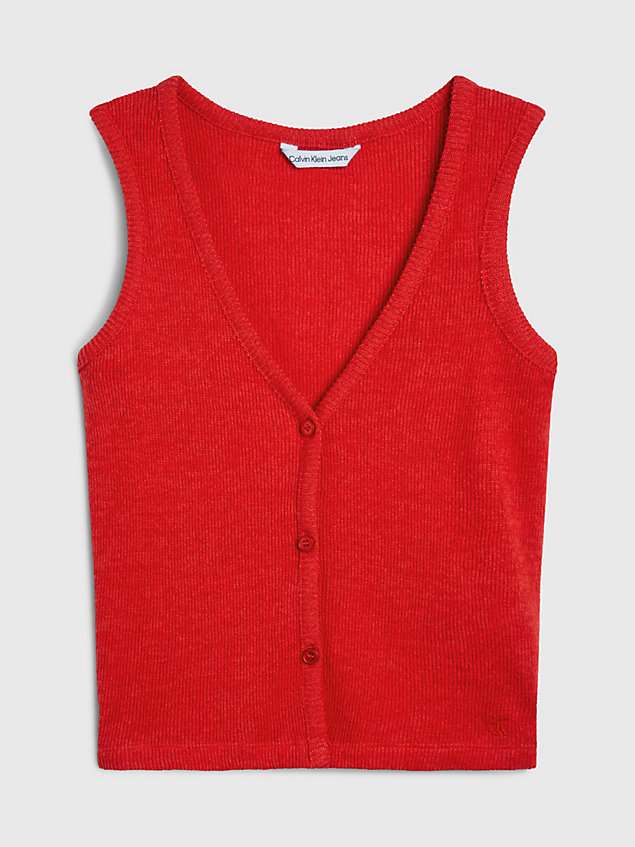 red soft knit cropped vest top for women calvin klein jeans