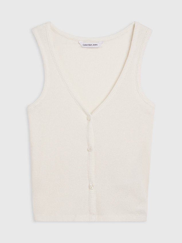 white soft knit cropped vest top for women calvin klein jeans