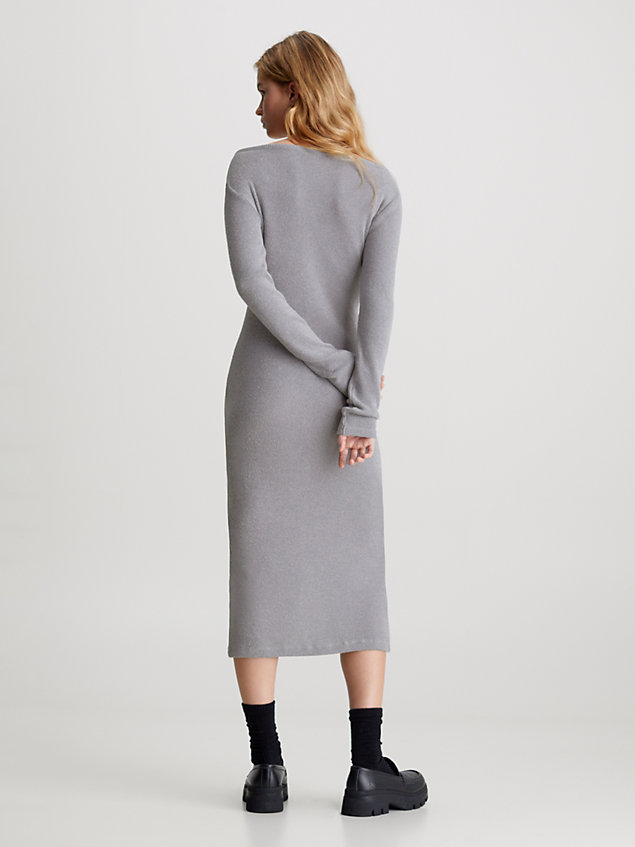 grey gebreide maxi-jurk met lange mouwen voor dames - calvin klein jeans