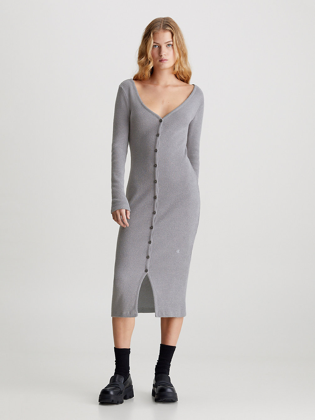 NIGHT OWL Long Sleeve Knit Maxi Dress undefined women Calvin Klein