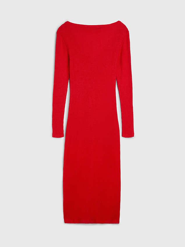 red long sleeve knit maxi dress for women calvin klein jeans