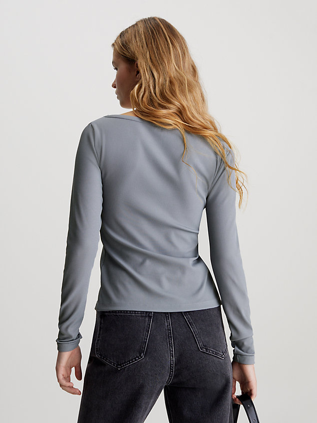 grey smal geribbeld vest met v-hals voor dames - calvin klein jeans