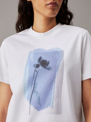 bright white flower print t-shirt for women calvin klein jeans