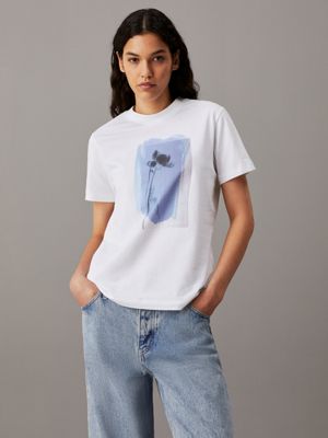 white flower print t-shirt for women calvin klein jeans