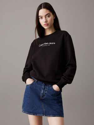 black logo sweatshirt for women calvin klein jeans