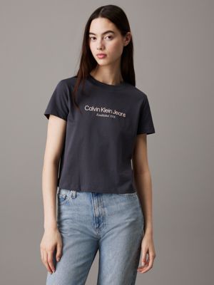 black logo t-shirt for women calvin klein jeans