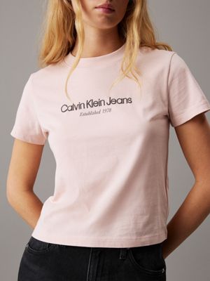 peach whip logo t-shirt for women calvin klein jeans