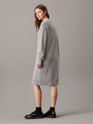 grey heather relaxed cotton wool jumper dress for women calvin klein jeans