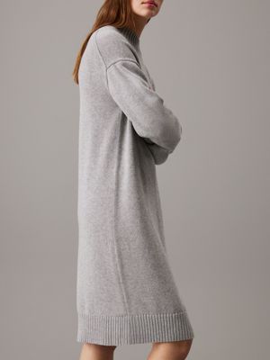 grey heather relaxed cotton wool jumper dress for women calvin klein jeans