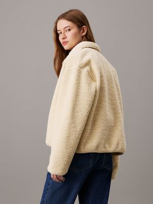 harbor haze relaxed sherpa shirt jacket for women calvin klein jeans