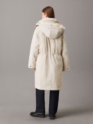 pelican cotton nylon padded parka coat for women calvin klein jeans