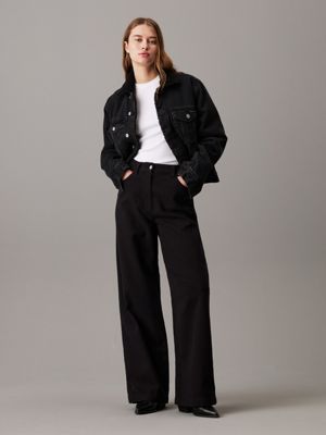 ck black relaxed cotton flannel trousers for women calvin klein jeans