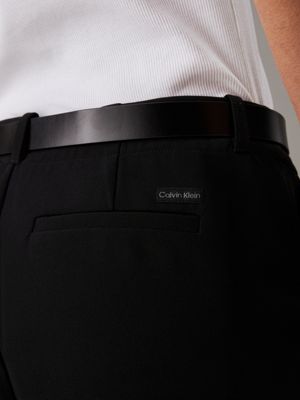 pantaloni dritti in crêpe plissettato ck black da donne calvin klein jeans
