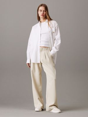 pelican straight pleated crepe trousers for women calvin klein jeans