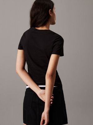 ck black slim monogram t-shirt for women calvin klein jeans