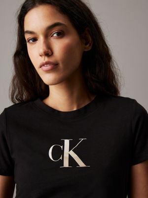 ck black slim monogram t-shirt for women calvin klein jeans