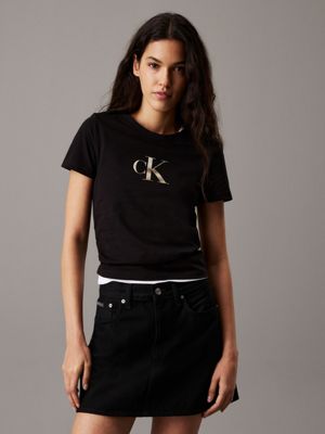 black slim monogram t-shirt for women calvin klein jeans