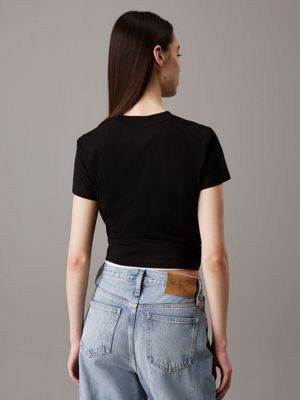 ck black slim logo t-shirt for women calvin klein jeans