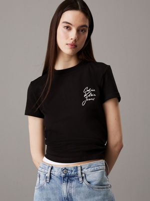 black slim logo t-shirt for women calvin klein jeans